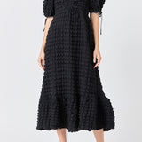 Bubble Puff Sleeve Maxi Dress