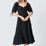 Bubble Puff Sleeve Maxi Dress