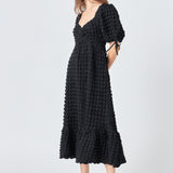 Bubble Puff Sleeve Maxi Dress