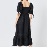 Bubble Puff Sleeve Maxi Dress