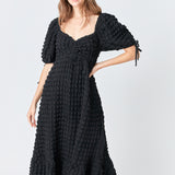 Bubble Puff Sleeve Maxi Dress