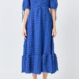 Bubble Puff Sleeve Maxi Dress