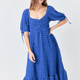 Bubble Puff Sleeve Maxi Dress