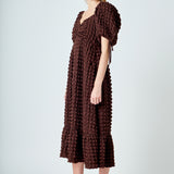 Bubble Puff Sleeve Maxi Dress