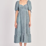 Bubble Puff Sleeve Maxi Dress