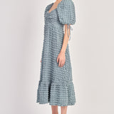 Bubble Puff Sleeve Maxi Dress