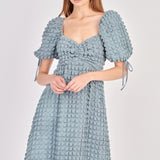 Bubble Puff Sleeve Maxi Dress