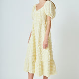 Bubble Puff Sleeve Maxi Dress