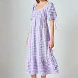 Bubble Puff Sleeve Maxi Dress