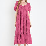 Bubble Puff Sleeve Maxi Dress