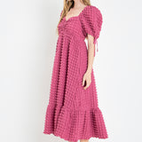 Bubble Puff Sleeve Maxi Dress