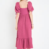 Bubble Puff Sleeve Maxi Dress