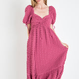 Bubble Puff Sleeve Maxi Dress