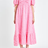 Bubble Puff Sleeve Maxi Dress