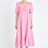 Bubble Puff Sleeve Maxi Dress