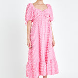 Bubble Puff Sleeve Maxi Dress