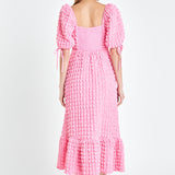 Bubble Puff Sleeve Maxi Dress