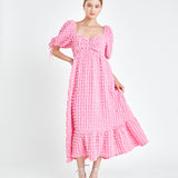 Bubble Puff Sleeve Maxi Dress