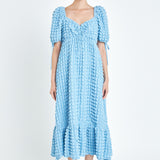 Bubble Puff Sleeve Maxi Dress