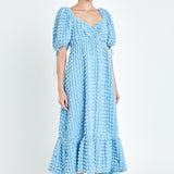 Bubble Puff Sleeve Maxi Dress