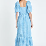 Bubble Puff Sleeve Maxi Dress
