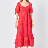Bubble Puff Sleeve Maxi Dress