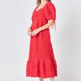 Bubble Puff Sleeve Maxi Dress