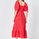 Bubble Puff Sleeve Maxi Dress