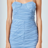 Ruched Tulle Mini Dress