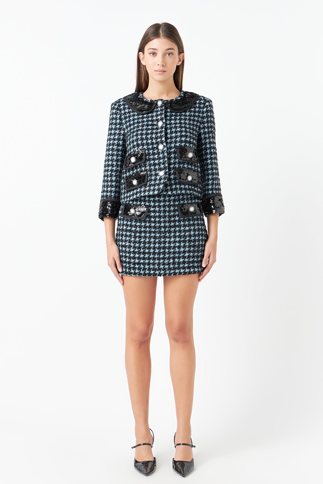 Premium Houndstooth Cropped Jacket