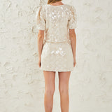 Sequin Patchwork Crochet Pencil Skirt