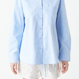 Oversized Oxford Shirt with Sequin Collar