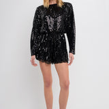 Boat Neck Sequin Romper