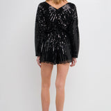Boat Neck Sequin Romper
