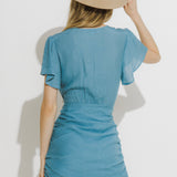 Wrap Style Ruched Mini Dress