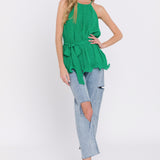 Halter Neck Pleated Top