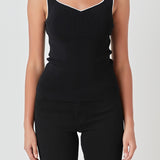 Contrast Binding Sweetheart Knit Top