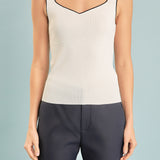 Contrast Binding Sweetheart Knit Top