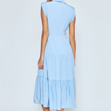 Pintuck Details Sleeveless Midi Dress