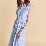 Pintuck Details Sleeveless Midi Dress