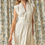 Pintuck Details Sleeveless Midi Dress