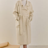 Handmade Blend Belted Maxi Coat