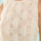 Rose Grid Textured Sleeveless Midi Dress