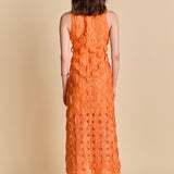 Grid Textured Sleeveless Midi Dress