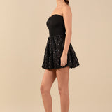 Colette Floral Sequin Bubble Mini Skirt