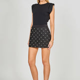 Rhinestone and Pearl Detail Mini Skirt