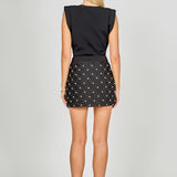 Rhinestone and Pearl Detail Mini Skirt