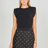 Rhinestone and Pearl Detail Mini Skirt