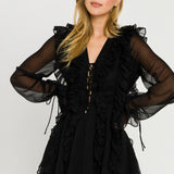 Long-Sleeve Ruffle Mini Dress