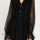 Long-Sleeve Ruffle Mini Dress
